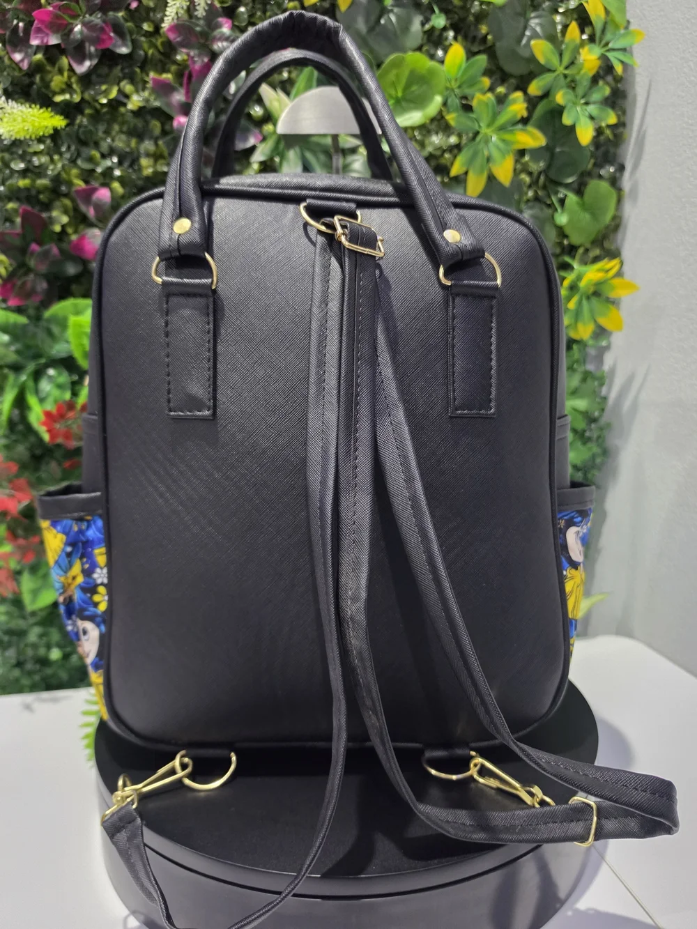 Handmade 30cm Coraline Black Backpack with Blue Hair Character Accent